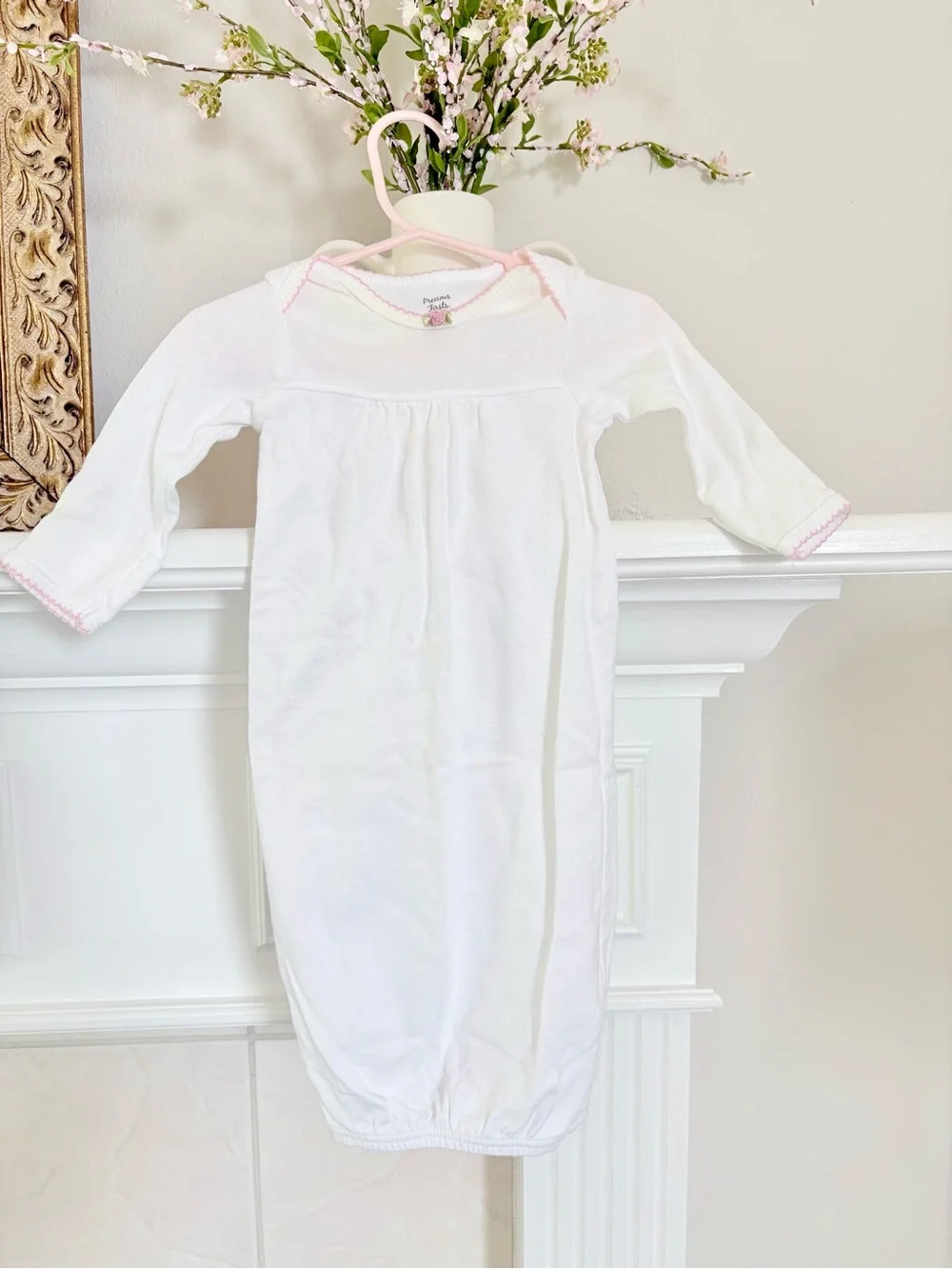 Carter's White Infant Sleep Gown with Pink Trim
